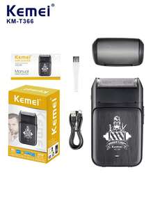 Kemei KM-T366 男士专业电动剃须刀,往复式精密剃须网,7500转高速马达胡须修剪器,Type-C快充便携式剃须刀,送男友/父亲的礼物 - 黑色 - 查看 14