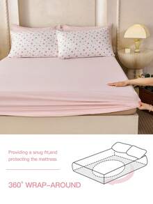 3件套/4件套蜜月花卉印花床单套装(1个床笠+1个床单+1/2个枕套),100%涤纶面料,适合9-12英寸深的床笠,柔软透气,不易缩水,适用于单人床/双人床/大号床/特大号床,通过Oeko-Tex认证,送给妈妈的绝佳礼物 - 彩色 - 查看 6