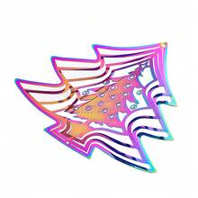 Gradient Christmas Tree Wind Spinner Stainless Steel Whirligig Wind Chimes Suncatcher Garden Hanging Sculptures Windmill Wedding Window Decor With Swivel Hook - Christmas Tree - View 6