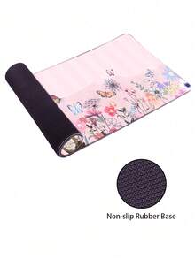 Watercolor Butterfly & Floral Pattern Mouse Pad, Non-Slip Rubber Base With Stitched Edges, Multi-Size Desk Mat For Home Office And Back To School - View 3
