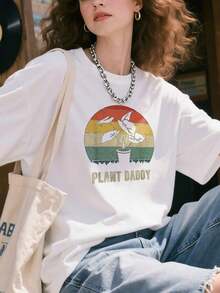 LoosePlant-Daddy-Nature-Botanical-Gardener-Plant-Dad-Gardening-T-Shirtroundneckt-Shirtcasualandversatilefordailywear - White - View 4