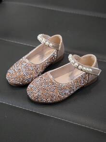 Infant Flat Shoes, Girls' Princess Shoes With Rhinestones, Spring/Autumn Baby Shoes - Gold - View 2
