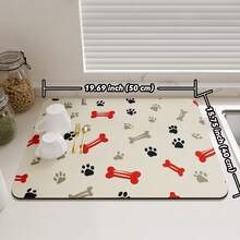 Tấm lót bàn/quầy bar in hình dấu chân thú cưng, chịu nhiệt, dùng để thấm hút nước, nhanh khô, đế cao su chống trượt, thấm hút tốt và dễ vệ sinh. - Vàng - Xem 16