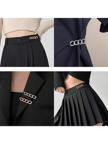 Bộ 1/3/6 khóa thắt eo, đa năng cho quần jeans, thắt lưng hợp kim thời trang có thể điều chỉnh, tháo rời, không cần may, giúp thu gọn vòng eo, khóa bấm từ lớn đến nhỏ, dụng cụ siết chặt tay áo khoác và váy không lộ cổ. - nhiều màu - Xem 9