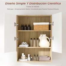Alacena Gabinete para Cocina 2 Puertas Mueble Superior de Cocina con Repisa Flotante Blanco 60 * 30 * 80cm Beige - Beis - Ver 3
