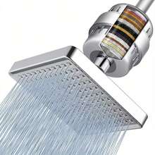 Cabezal de ducha de lluvia de alta presión de 6 pulgadas con sistema de filtración de 15 niveles, solo para uso en la ducha - Conjunto de dos piezas - Ver 8