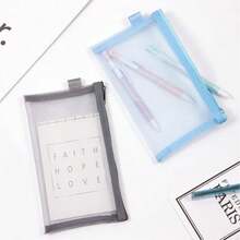 1pc Nylon Mesh Zipper Pencil Case, Transparent Portable Storage Bag, Multi-Function Travel Cosmetic & Makeup Organizer - Pencil Case - View 3