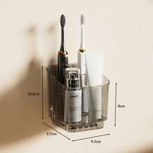 2pcs/1pc Transparent Toothbrush Holder With Compartments, Wall Mounted Storage Rack, Creative No-Drill Bathroom Organizer For Toothbrush, Comb And Razor, Home Bathroom Decor - Multicolor - View 12