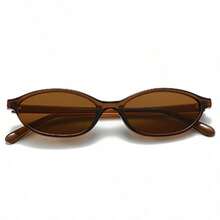 1 Cặp kính thời trang gọng nhỏ hình bầu dục kiểu retro mới, unisex, cao cấp, thích hợp cho chụp ảnh đường phố và du lịch. - Màu nâu - Xem 3