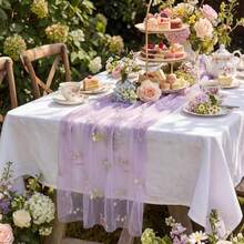 Sage Green Floral Table Runner Embroidery Tulle Spring Wildflower Table Runner Seasonal Summer Butterfly Kitchen Dining Gauze Decoration For Wedding Baby Shower Birthday Party (1 Pc) - Multicolor - View 14