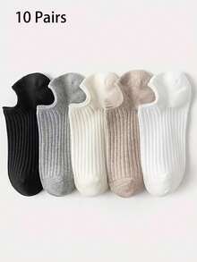 5 đôi tất thể thao đôi unisex màu trơn, tất tàng hình, quà tặng ngày lễ mùa xuân/hè. - Nhiều màu - Xem 12