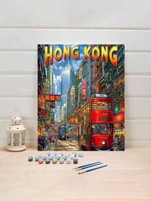 Hong Kong DIY Digital Ölmalerei Set, 1 Set, Erwachsenen Handwerk, ungerahmter Ölmalerei Set für Schlafzimmer Dekoration und Wanddekoration, einfache und spaßige Malerei Methode, keine Foundation erforderlich, erfülle deinen Maler Traum, tauche ein in die bunte Welt, jeder Pinselstrich ist Selbstausdruck, füge Romantik zum Leben hinzu, perfektes Geschenk für Familie und Freunde, Urlaubsgeschenk, 40*50CM - Mehrfarbig - Übersicht 2