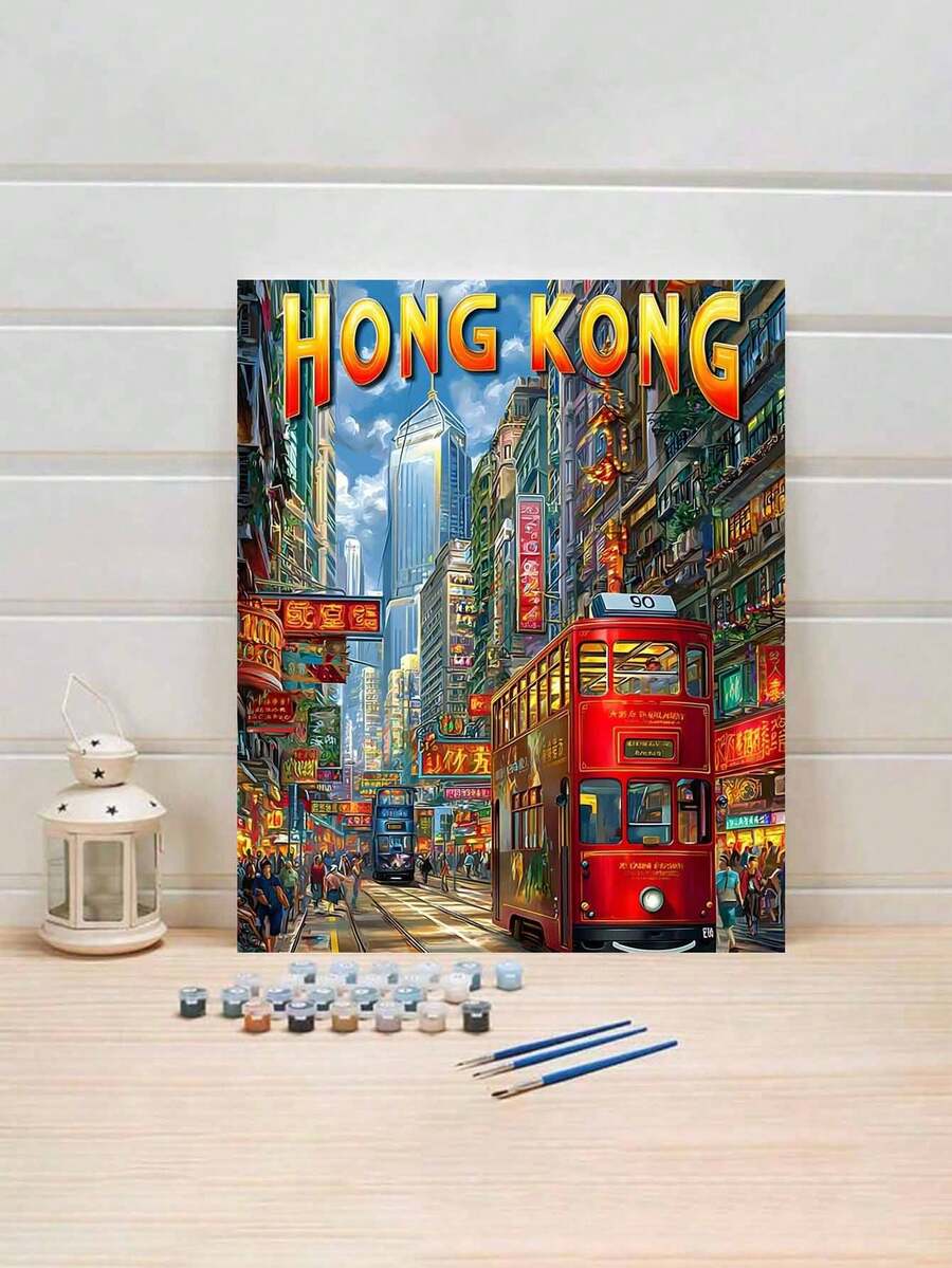 Hong Kong DIY Digital Ölmalerei Set, 1 Set, Erwachsenen Handwerk, ungerahmter Ölmalerei Set für Schlafzimmer Dekoration und Wanddekoration, einfache und spaßige Malerei Methode, keine Foundation erforderlich, erfülle deinen Maler Traum, tauche ein in die bunte Welt, jeder Pinselstrich ist Selbstausdruck, füge Romantik zum Leben hinzu, perfektes Geschenk für Familie und Freunde, Urlaubsgeschenk, 40*50CM