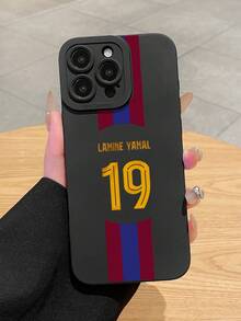 1pc #19 Phone Case, Barcelona Jersey Style Skin-Friendly Protective Cover, Daily Commute, Game Support, #19 Case, Barcelona Case, Barca Fan Case, Apple Protective Case, Phone Case Compatible With IPhone Case & Galaxy Case, Fits - Black - View 3