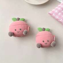 1个可爱卡通3D毛绒桃子创意图案3D硅胶耳机保护套，适用于 1/2/3/Pro/Pro2/Pro3/FreeBuds4/4E/5i/6i/SE2/SE3/Pro3/Pro4/Clip/Buds3/3Pro/FE - 粉色 - 查看 7