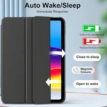 CJIAXIN Ốp bảo vệ 24,64cm 2017/2018, chất liệu TPU mềm nhẹ, có thể gập ba, tích hợp chân đế thông minh, tương thích với iPad 9.7 inch thế hệ thứ 5/6, Air 1/2, chức năng tự động tắt/mở màn hình. - màu đen - Xem 4