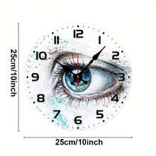 2D Flat, Watercolor Eye Artwork - Single 10inch Round Silent Wall Clock, European And American Style - Battery Not Included, Silent Clock, Perfect For Enhancing Your Study Or Living Room, An Excellent Gift For Friends, Family, Etc,Teacher,Valentines Gift,Graduation,Mother Giftsr,Room Deocr,Wall Deoc,Home Essentials - 1 PC / Multicolor / 10in / 25cm - View 3