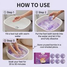 Ximonth Set De Bolas De Sal De Baño Con Lavanda, Para Pies, Refresca Los Pies, Reduce Olores, Alivia Tensión Muscular, Hidrata Intensamente, Textura Suave, Uso Cómodo, Para Cuidado Diario - Lavanda - Ver 6
