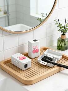 Cute Cherry Bow Travel Toothbrush Case With Cover, Portable Plastic Toothbrush Holder With Built-In Brush Storage, Kawaii Cherry Design Toothbrush Container For Travel & Bathroom, Ideal For Daily Use & Travel, Suitable For Women, Teens & Kids, Perfect For Easter, Back To School & Gifting, Plastic Material, Versatile As Toothbrush Case, Bathroom Organizer & Travel Accessory - Multicolor - View 9