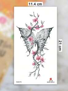 3 Sheets Big Size Body Art Temporary Tattoo Stickers For Both Men And Women With Patterns Including Thorns, Flowers, Swords And Butterflies. Waterproof Fake Tattoo That Lasts 2-5 Days And Can Be Attached To Arms, Neck, Shoulders, Back, Waist And Legs. Ideal For Festivals, Parties, Gift Giving And Music Festivals To Quickly Create A Personalized Tattoo. - Black - View 6