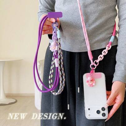 1 chiếc dây đeo cổ có thể điều chỉnh, kẹp giữ dây điện thoại, dây đeo chéo vai có khe đựng thẻ.