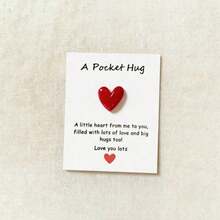 1pc/5pcs Pocket Hug Heart Greeting Card With Mini Resin Heart Pendant, Sweet Encouragement Card, Perfect Gift For Mother's Day, Teacher's Day And Thanksgiving - Red Heart - View 6