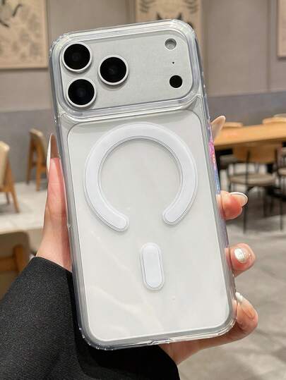 1 pieza Funda protectora de teléfono transparente de TPU con carga magnética y anti-caída de alta definición, estilo minimalista transparente incoloro con anillo magnético, protección elevada de lente completa, ligera y magnética, adecuada para regalos de negocios/Día de la Madre, para profesionales que se desplazan, compatible con iPhone y Galaxy