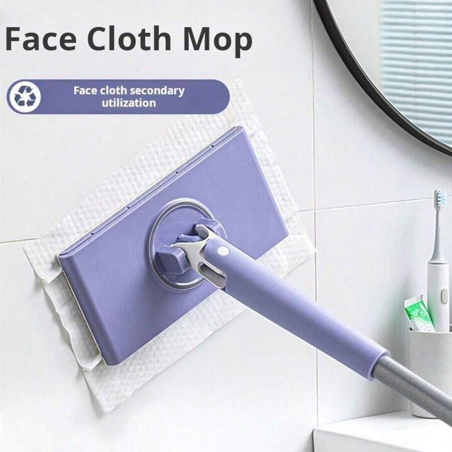 Automatic Cloth Changing Mini Mop,Hands-Free Mini Mop Compatible With Face TowelsReplaceable Cloth Mini Mop,360 ° Rotating Head Push-Pull Handle Design, Suitable For Hard Floors And Marble, Glass, Ceramic Tiles - A - Xem 1