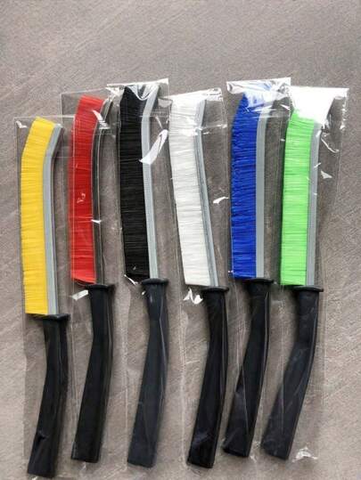 Medium Size Nylon Bristle Durable Friendly Black Multi-Color Mixed Cleaning Brush Set, Kitchen Bathroom Home Use All Season Cleaning Tools, Household Essential Multi-Functional Practical Brushes, Heavy Duty Scrubbing Home Cleaning Accessories