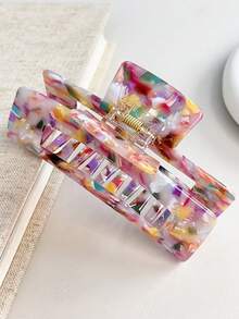 Colorful Confetti Acetate Hair Claw Clip - Square Hollow Design Large Hair Clamp For Women Girls,Strong Hold Hair Accessory For Women - Multicolor - View 3