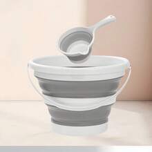 1pc/2pcs/3pcs Portable Collapsible Cleaning Bucket Set, Grey Multi-Purpose Foldable Wash Basin And Water Scoop With Handle, Space-Saving Pop Up Tub For Laundry Dorm RV Camping - Gray Bucket - View 13