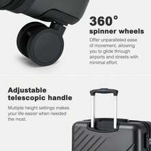 Hard-Shell Luggage Set | 20-Inch Carry-On (Cabin), 24-Inch Medium Checked Bag, 28-Inch Large Checked Bag | ABS+PC, 360° Quiet Wheels, Combination Lock | For Holidays, Business, Family & Weekends - Grey - View 4