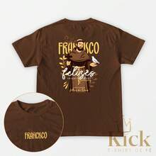 Christian T-Shirt "Saint Francis - Matthew 5:9" Unisex T-Shirt, Religious Style, Casual Cotton - 鏽棕色 - 查看 1