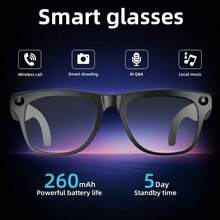 New Smart Glasses, 100W Camera, Clear Image Quality No Shaking, 260mAh Large Capacity Battery, Built-In Flashlight Can Be Used As Torch, Camera Battery Life Up To 100 Minutes - Multicolor - View 1