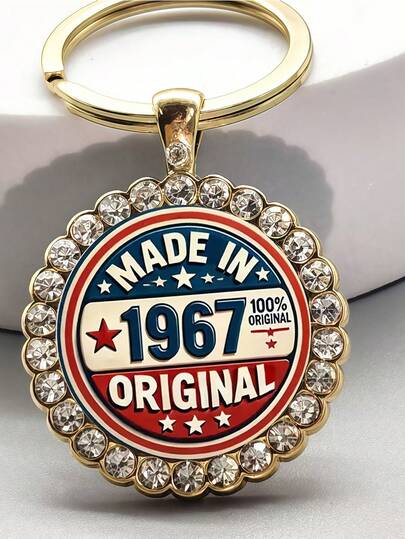 1 chiếc móc khóa tròn cổ điển năm 1967 mang chủ đề yêu nước, thích hợp cho túi xách, ba lô, chìa khóa xe hơi, phụ kiện kim loại bền chắc, quà tặng unisex, đồ trang trí thời trang, mặt dây chuyền nghệ thuật.