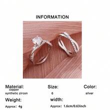 2 pièces Ensemble de bagues rondes en zircone cubique étincelantes et élégantes, Alliances unisexes, Convient pour les vacances, les fêtes, le port quotidien, Cadeau de fête des mères exquis, Parfait pour la Saint-Valentin, Anniversaire - Argent - Voir 7
