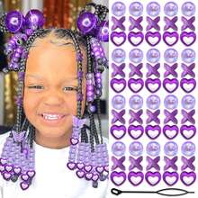 60pcs Colorful Cute Plastic Hair Beads Decorative Braids Accessories DIY Set, High Quality Soft Rubber, Noiseless, Painless, Lightweight, Suitable For Girl And Girls To Create Fashionable Hairstyles, Girls Hair Accessories - Multicolor - View 15