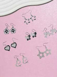 5/8/10Pairs/Lot Elegant Gorgeous Exquisite Romantic Women Men Earrings With Rhinestones Tassels Hanging Pendants Artificial Pearls Flower Heart-Shaped Butterflies Water Droplets Geometric Styles Valentines' Datings Engagements Proposals Gifts Daily Wearing Jewelry Accessories - Rhinestone Droplet Earrings - View 6