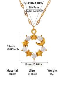 Fashion Minimalist Zirconia Necklace Oval Round Electroplated Pendant Necklace Copper Long Clavicle Necklace Jewelry - Yellow Gold - View 11