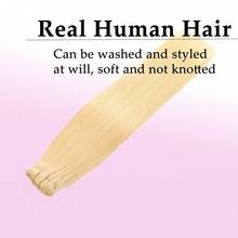 7pcs/Set 115g Seamless Clip-In Human Hair Extensions, Ombre Blonde Highlighted, PU Skin Weft, Invisible Hair Pieces - S613 - View 7