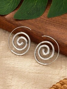 1 Đôi bông tai vòng xoắn ốc thời trang dành cho nữ - Hình xoắn ốc - Xem 2