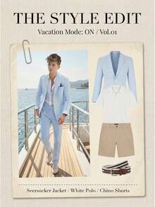Boys Seersucker Suit 2 Piece Tuxedo Striped Blazer & Pants Summer Beach Wedding Formal Outfit - Navy Blue - View 3