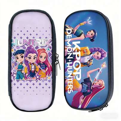 Hasbro Túi đựng bút K-Pop Huntrix dung lượng lớn, hộp đựng văn phòng phẩm nhiều tầng dành cho nữ sinh, hộp bút hoạt hình anime dễ thương cho trường học