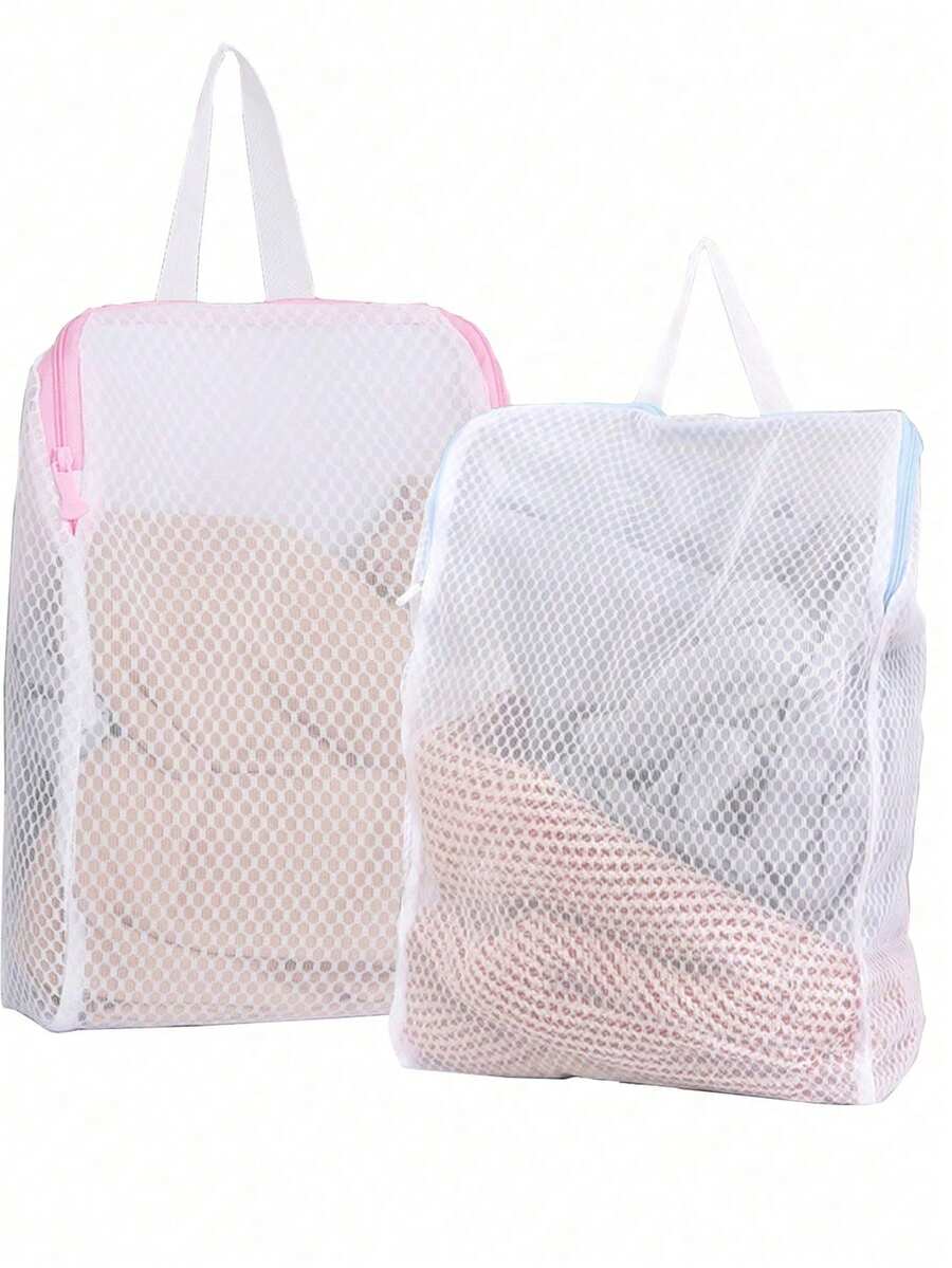 Durable Rectangular Laundry Bag, Made Of Woven Polyester Honeycomb Mesh With Zipper And Handles, Great For Socks, Underwear And Travel Clothes - View 1