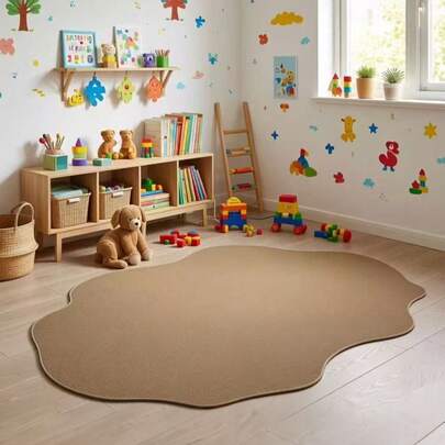 1pc Absorbent Soft Skin-Friendly Carpet, Minimalist Brown Cloud Decor Carpet, Popular Spring/Summer Decorative Rug, Cat Friendly, Pet-Friendly Durable Bedroom Carpet, Pineapple Ring Minimalist Design, Washable Bedside Mat, Suitable For Bedroom, Balcony And Bay Window, Bedroom Decor, Room Decor, Small Rug, Blanket