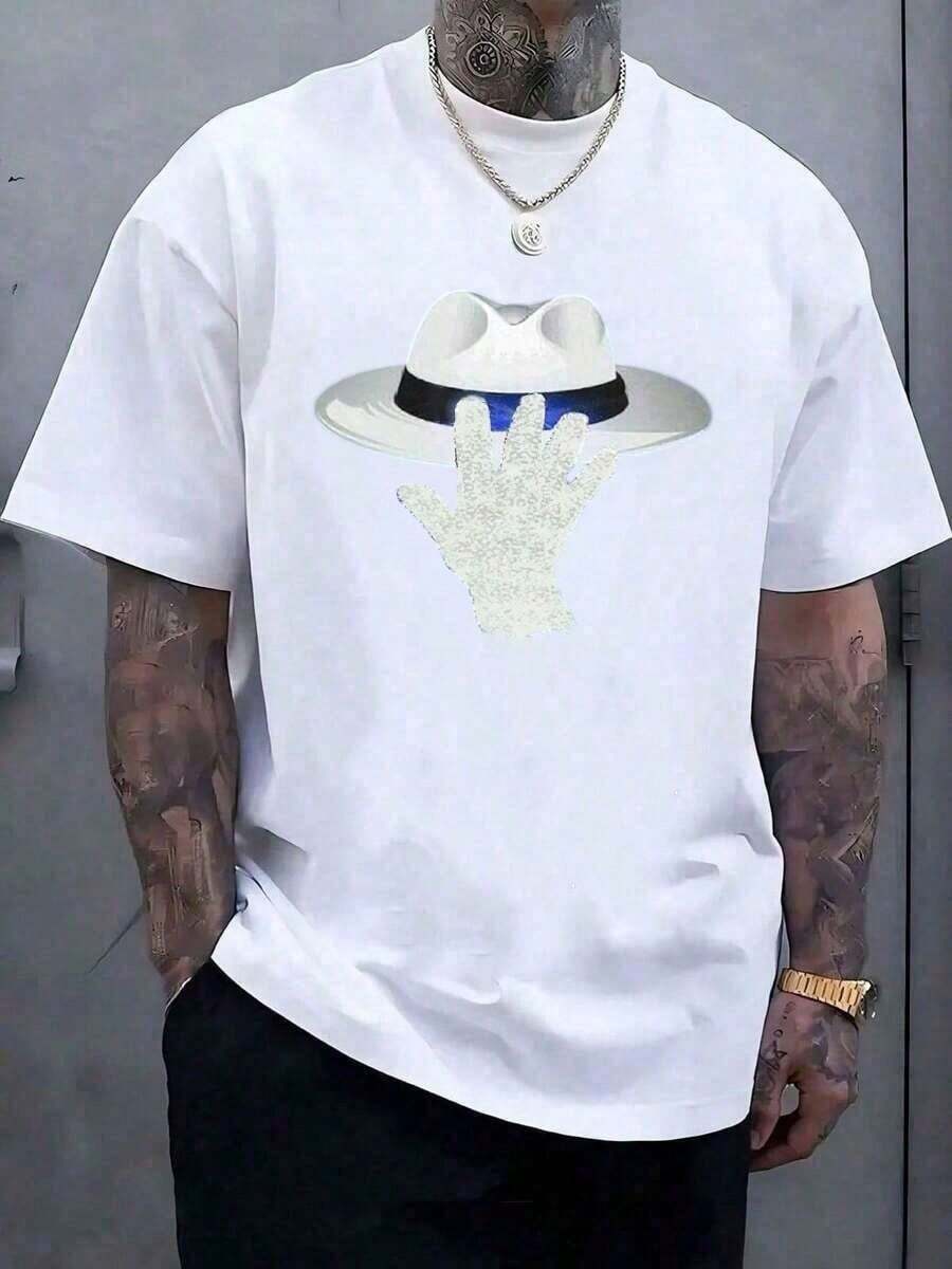 Summer Clothes 1pcsClassic Michael Jacksons King Of Pops T-Shirt,Men Fashion Rock T-Shirt,Punk Pullover T-Shirt,Super Value Hot 100% Cotton T-Shirt,Suitable Gift For Fans,Perfect & Holiday Gift For Men And Women Graphic Tee, Music180g-Men's Plus Size Short Sleeve T-Shirt World Cup Football Graphic Summer Tops Casual Loose Tee Summer Outfits For Women Summer Clothes - 白色 3 - 查看 1