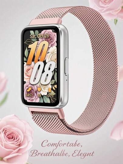 Dây đeo đồng hồ kim loại tương thích với Samsung Galaxy Fit 3, dây đeo thay thế dạng lưới bằng thép không gỉ cho đồng hồ thông minh Galaxy Fit 3 S/M-R390.