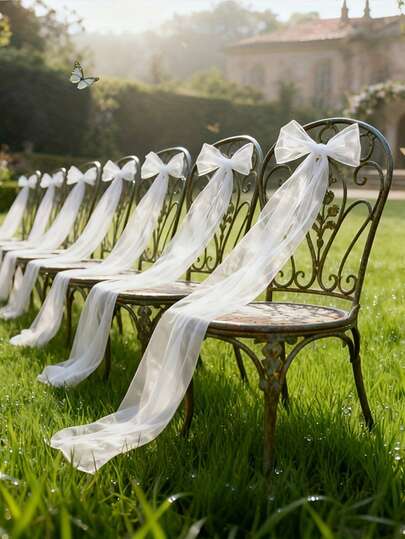 Dây ruy băng organza trắng mỏng, chủ yếu được sử dụng để trang trí ghế trong nhà và ngoài trời cho các đám cưới và các bữa tiệc lớn. Chúng cũng có thể được sử dụng cho lan can cầu thang và ban công.