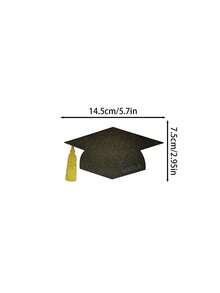 5pcs Graduation Signature Cards, Graduation Season Signature Cards, Doctorate Party Glitter Decorations, Black Glitter Cardstock, DIY Graduation Cap Decor Accessories, Suitable For Graduation Cap Decoration, Graduation Party Celebration Gifts - Multiple Styles - View 3