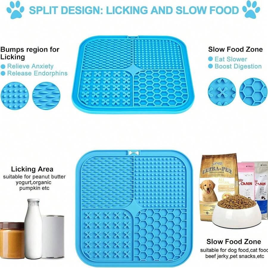 Pet Licking Mat, Slow Feeder Bowl With Suction Cup, Suitable For Cat & Dog Training, Bathing And Grooming, Dog Bowl Mat, Cat Bowl Mat, Home Carpet, Kitchen Accessories - Multicolor - View 1